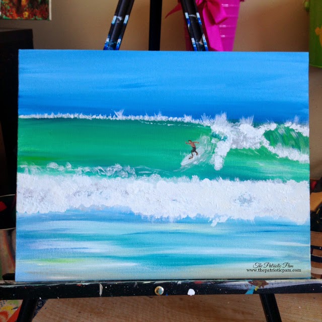 Surfer on the wave surfer, painting, acrylic painting, ocean, beach, water, waves, surf,
