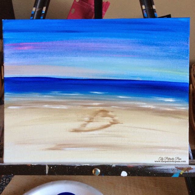 Heart in the Sand painting painting, acrylic painting, beach, ocean, sand, water, heart