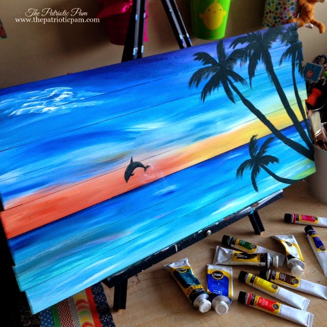 Sunset Dolphin beach painting, dolphin painting, ocean, acrylic painting